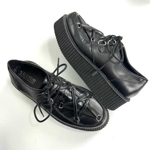 Killstar Hexellent Creepers Gothic Pentagram Mismatch Platform Black Punk SZ 9 - Picture 2 of 10